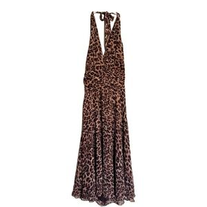 Victor Costa Cheetah Leopard Animal Print Halter Dress Size 6 NEW